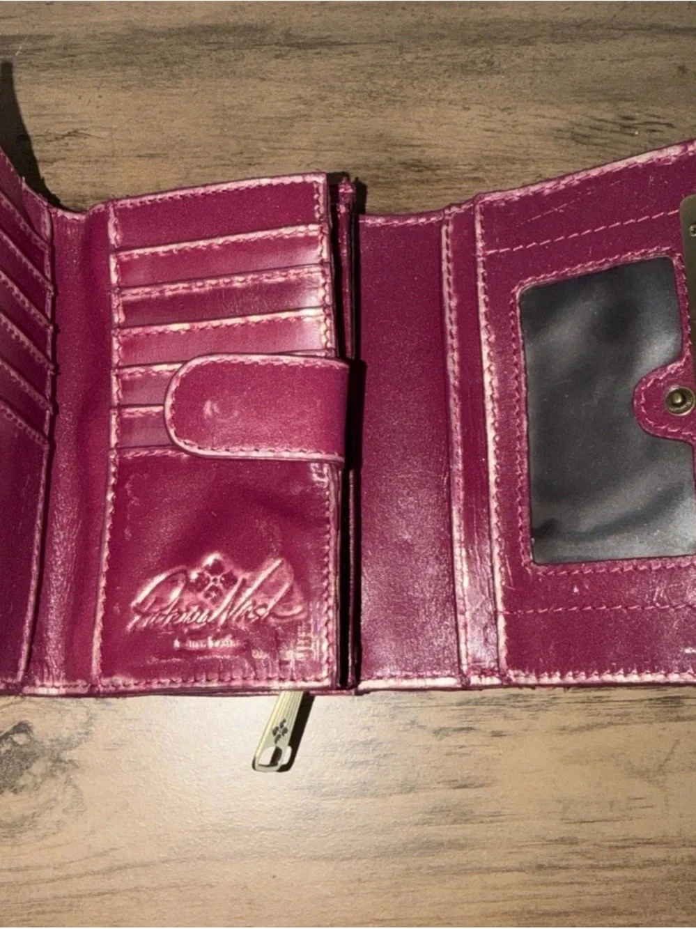Patricia Nash Purple Embossed Leather Clutch with Gold Bar